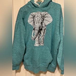 Jon Lauren ~ Women's XL ~ Hooded Sweatshirt w/ Boho Elephant Design ~